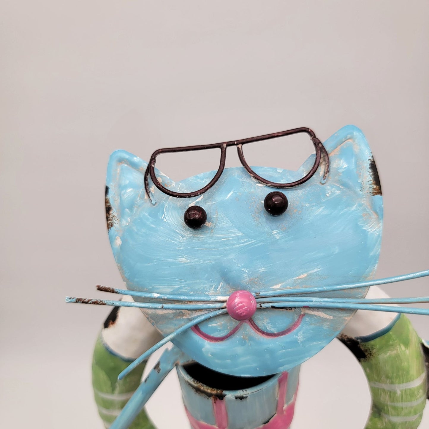 Metal Folk Art Whimsical Cat in Bikini Yard Statue