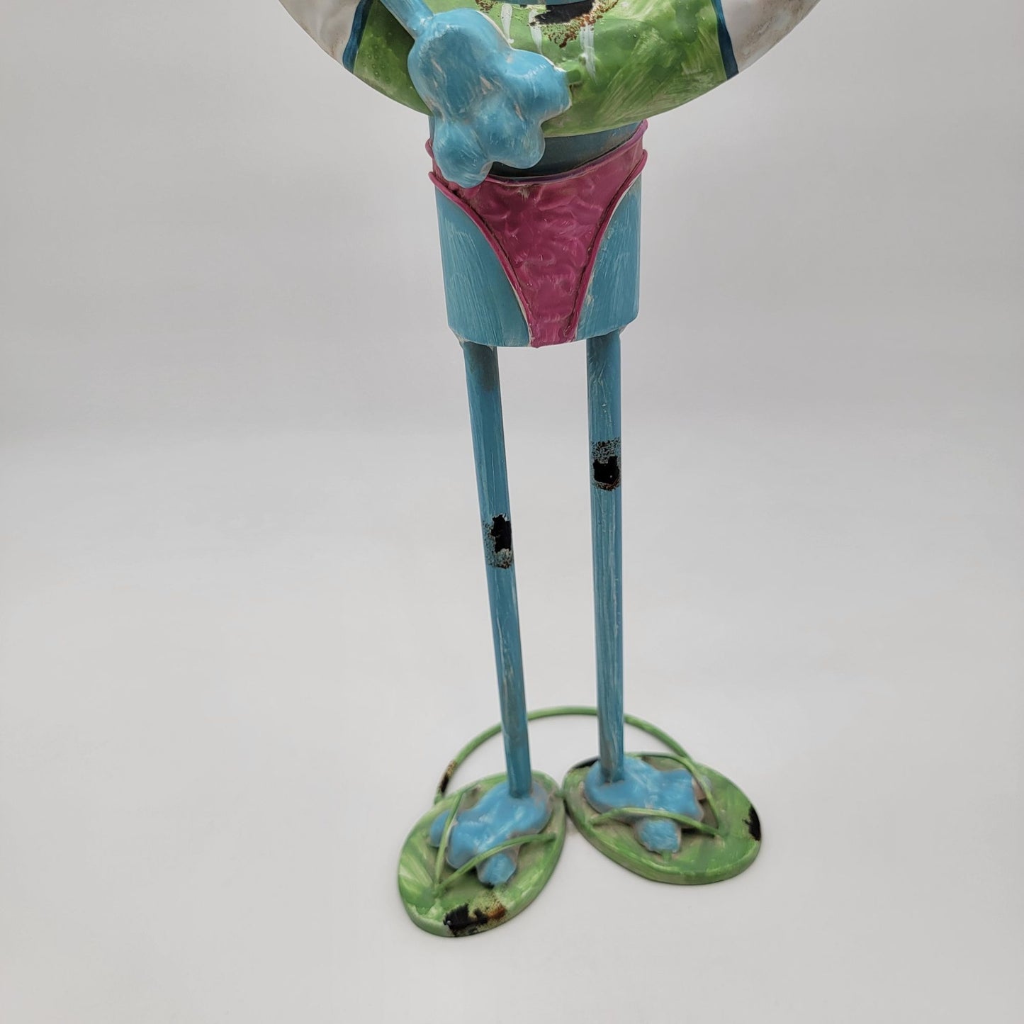 Metal Folk Art Whimsical Cat in Bikini Yard Statue