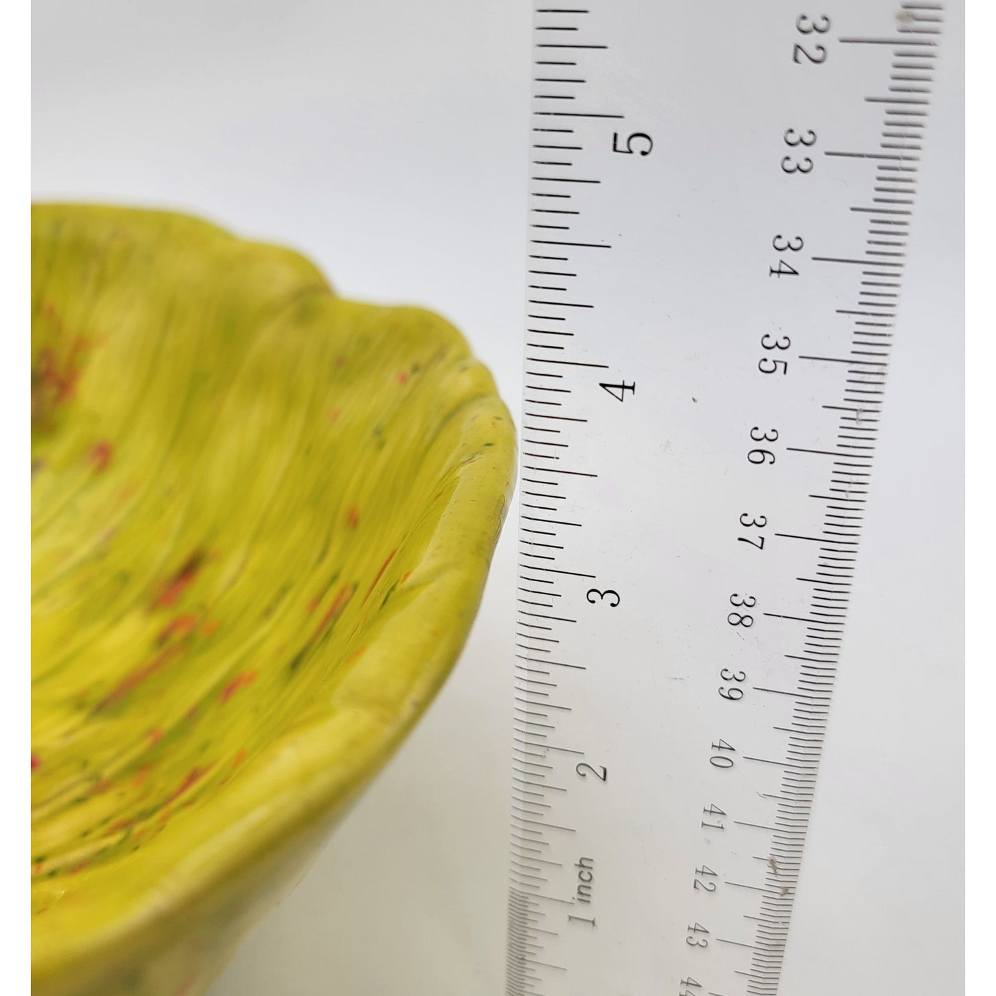 1960's Vintage Cabbage Leaf Serving Bowl With Speckled Design