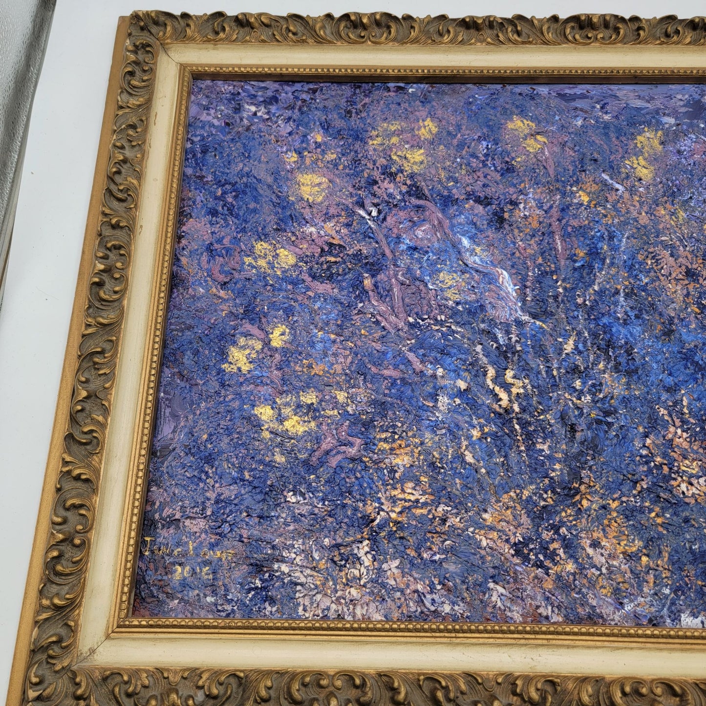 "Mesquite At Night" Original Impasto Abstract Painting Framed By June Lowe 2016