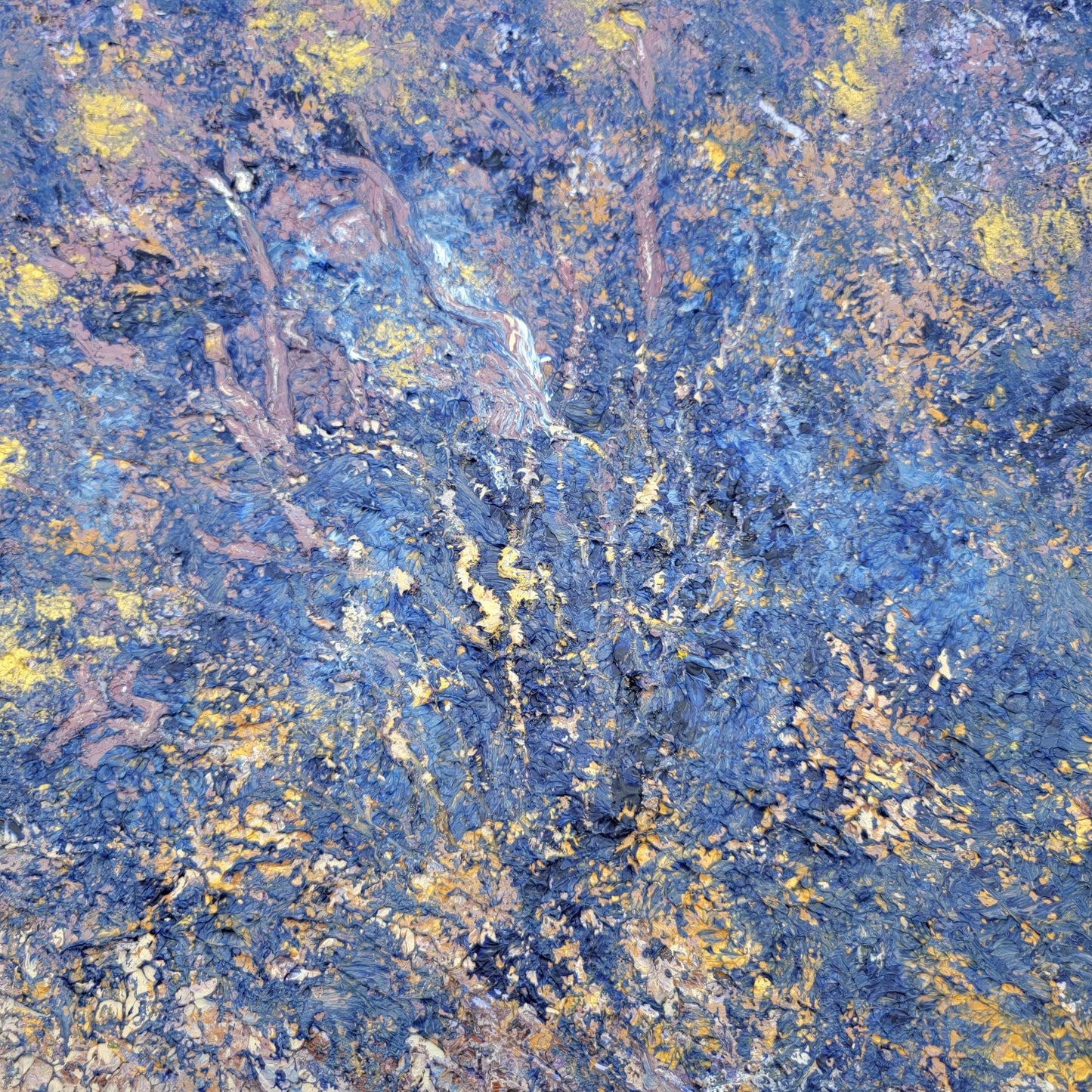 "Mesquite At Night" Original Impasto Abstract Painting Framed By June Lowe 2016