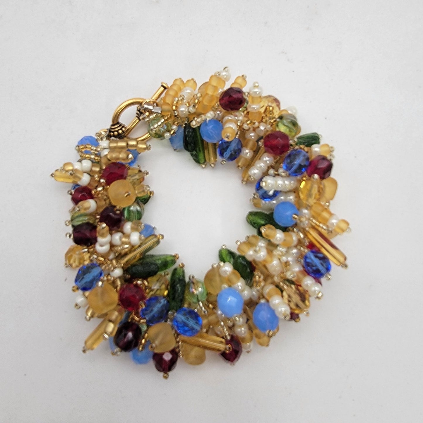 Vintage Cha-Cha Art Glass Beaded Bracelet