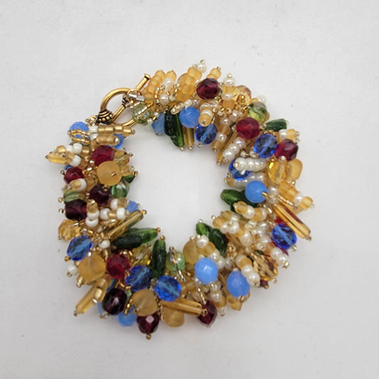 Vintage Cha-Cha Art Glass Beaded Bracelet