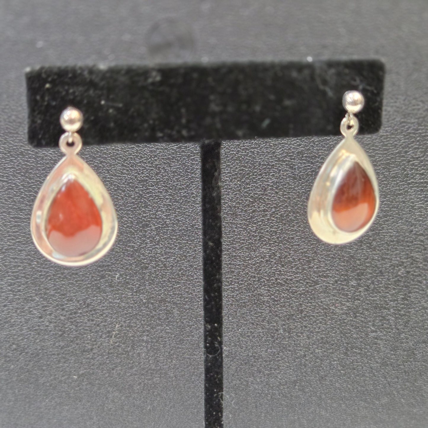 Jay King Desert Rose Trading 925 Silver Carnelian Teardrop Earrings