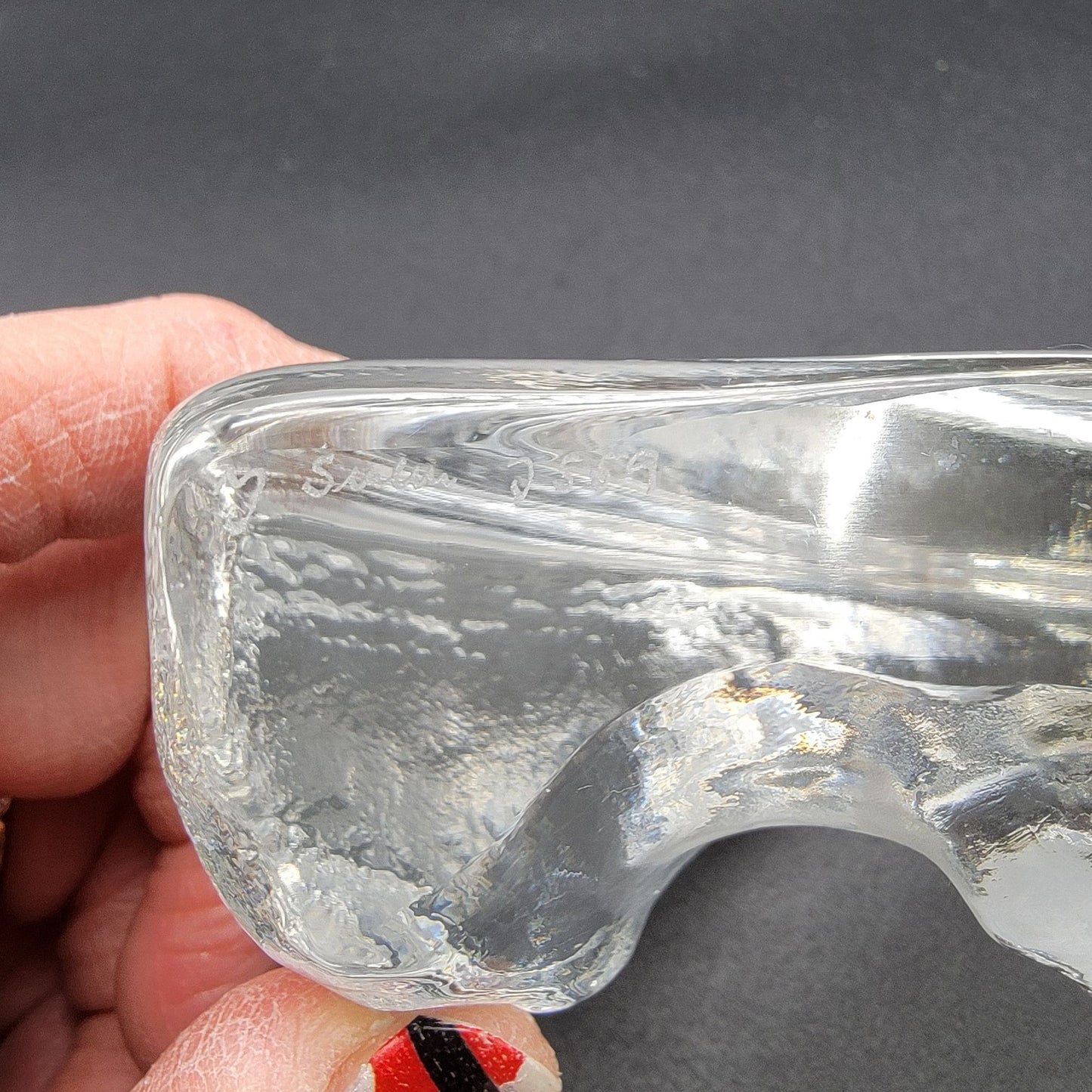 Mats Jonasson Crystal Leaping Salmon Fish Paperweight Signed