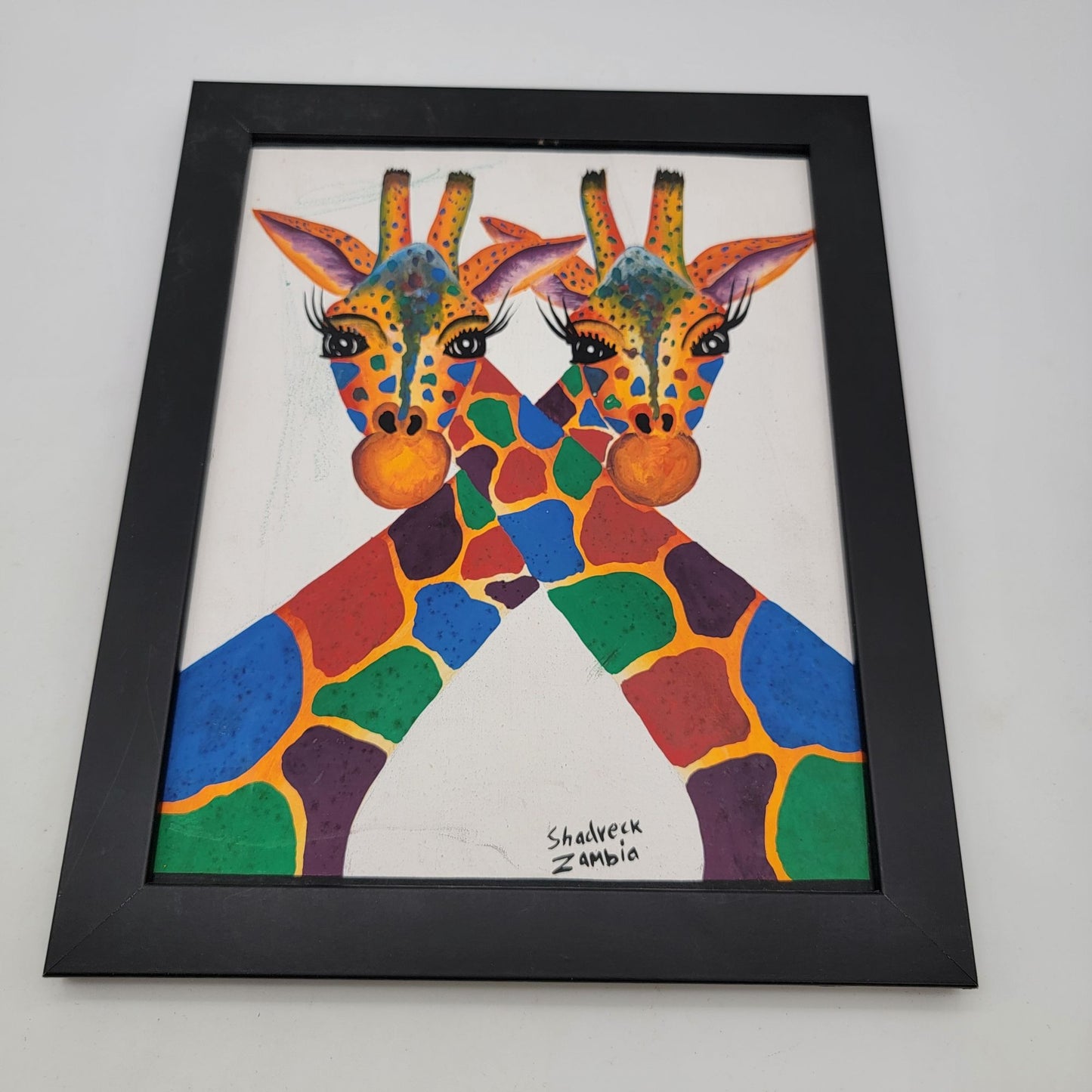 African Giraffe Painting By Shadreck Siamate Zambia