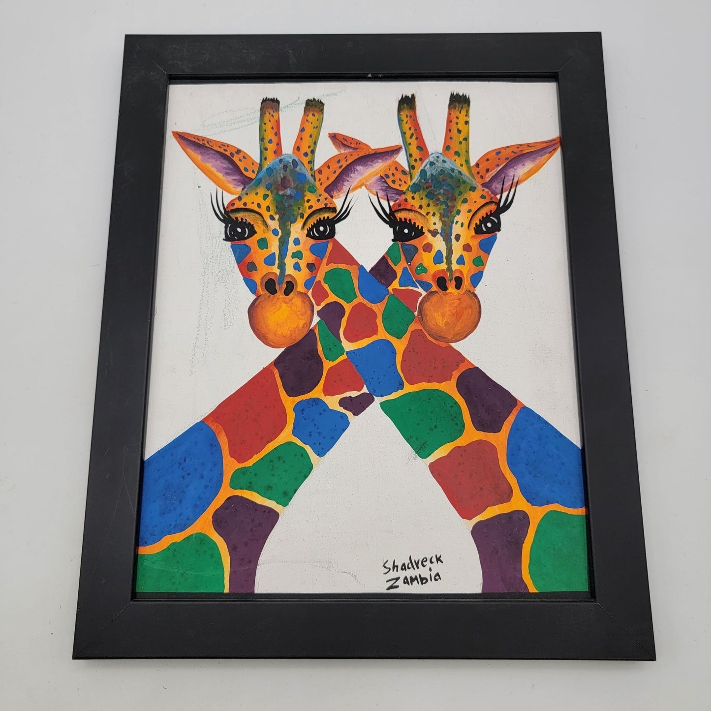 African Giraffe Painting By Shadreck Siamate Zambia