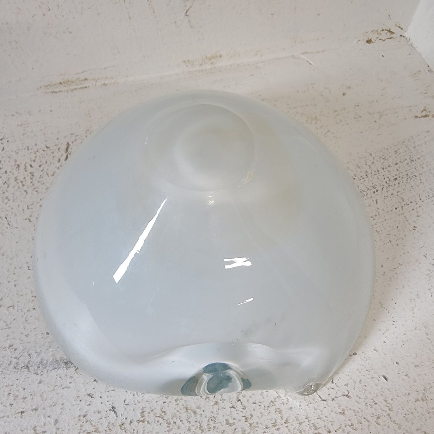 Alfredo Barbini Mid Century Murano Cased Glass Ashtray Blue and White
