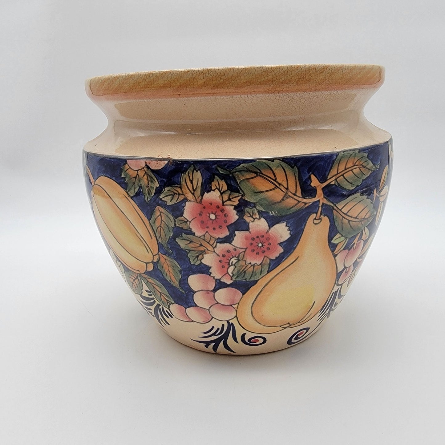 20th Century Large Italian Glazed Hand Painted Faience Planter