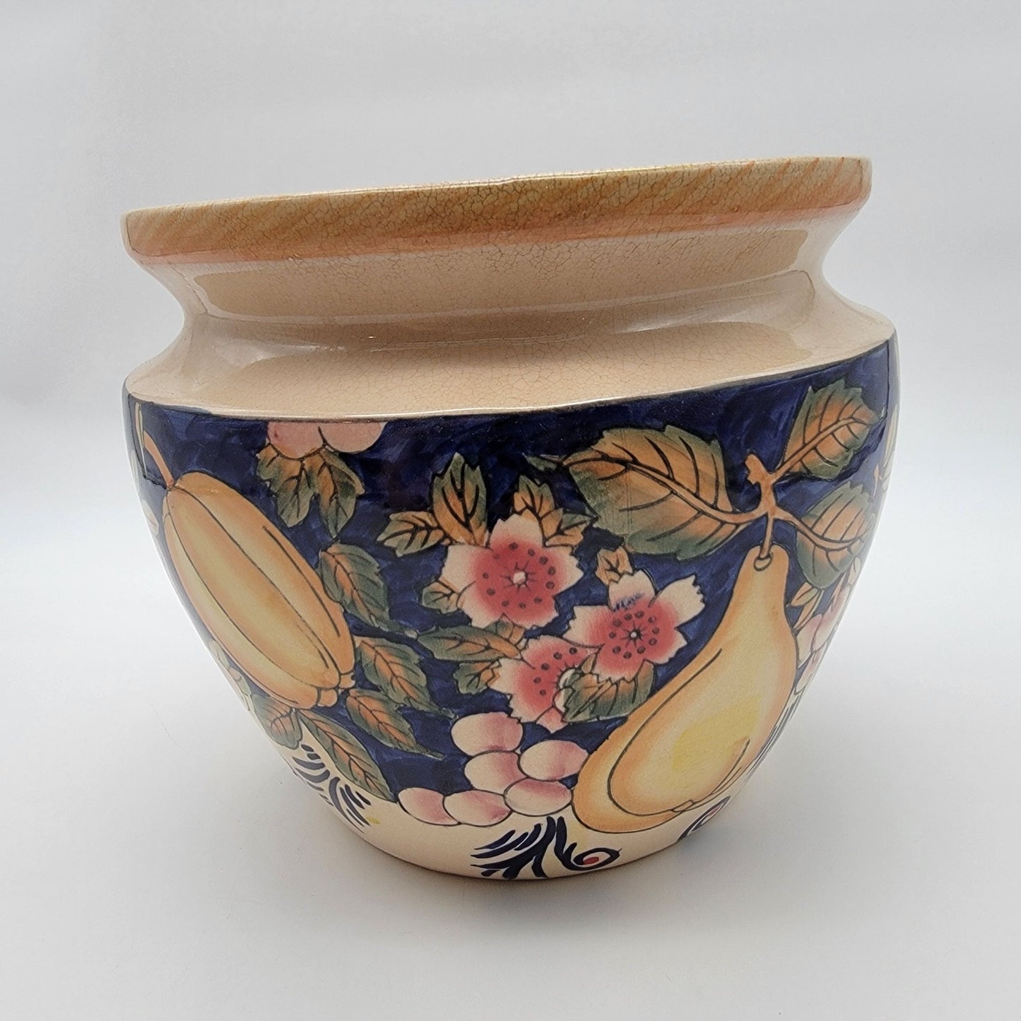 20th Century Large Italian Glazed Hand Painted Faience Planter