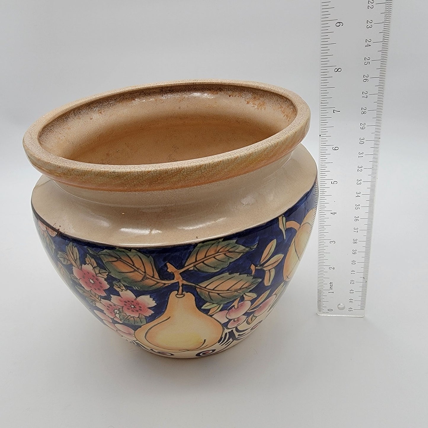 20th Century Large Italian Glazed Hand Painted Faience Planter