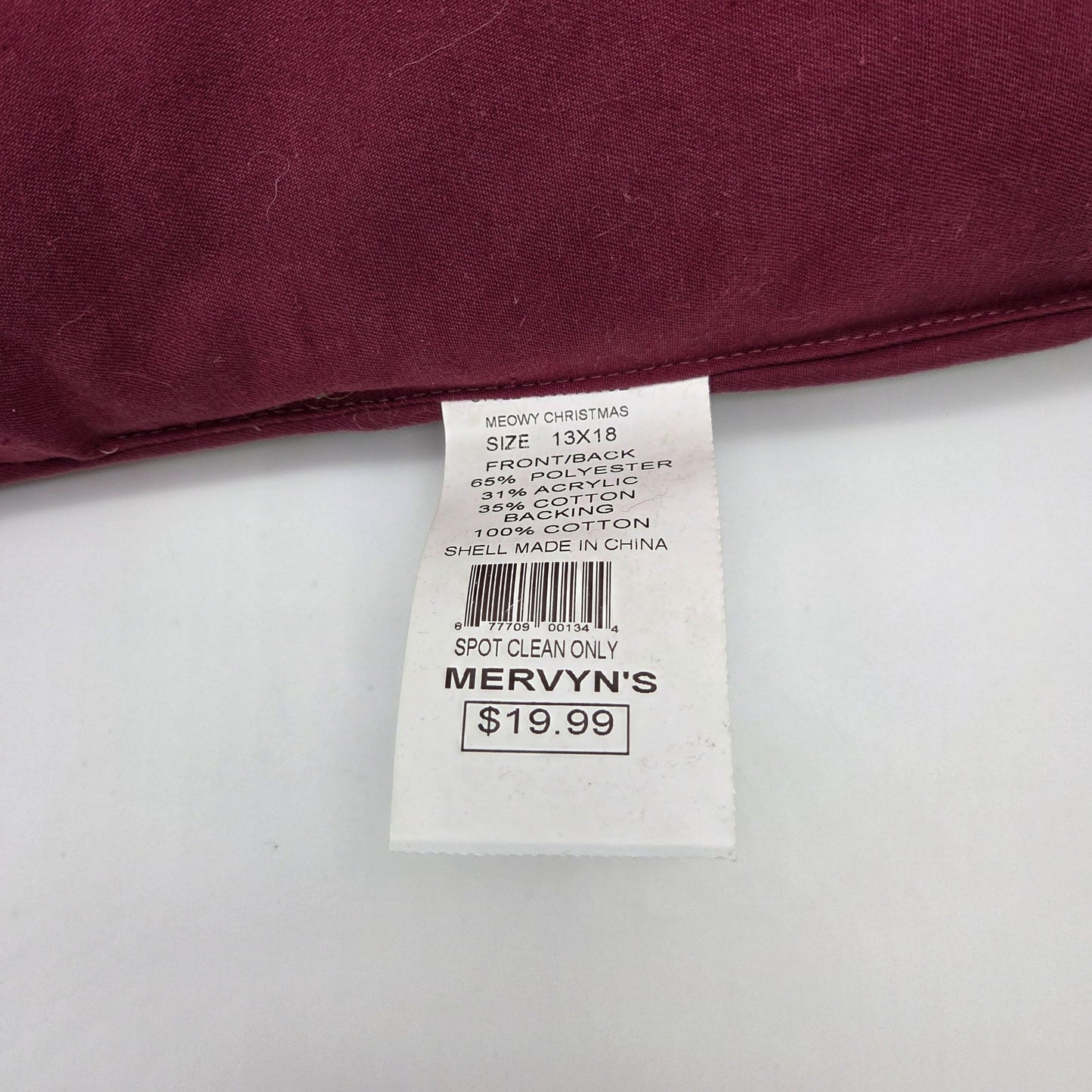 Vintage 2000 Meowy Christmas Cat Tapestry Throw Pillow