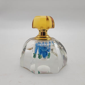Reverse Painted Crystal Perfume Bottle Gold Stopper