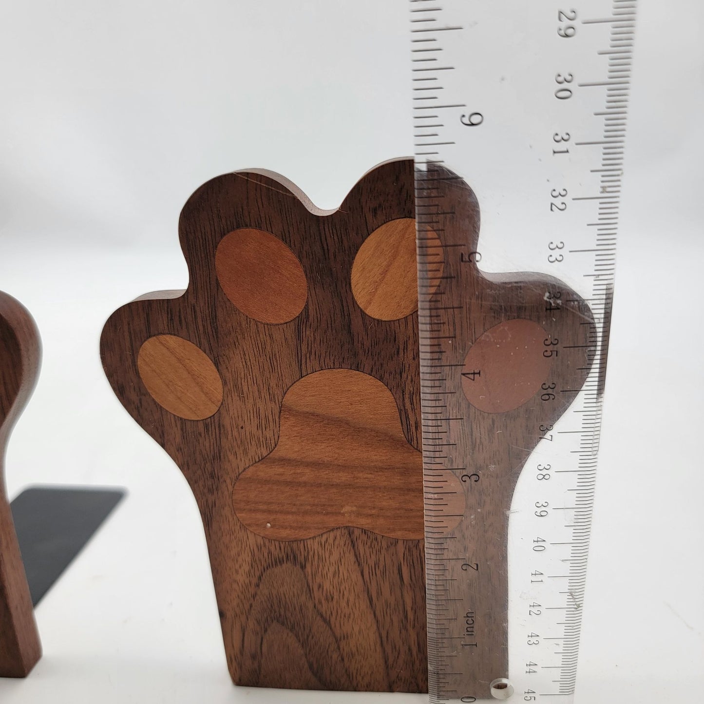 Wooden Paw Print Bookends With Metal Base