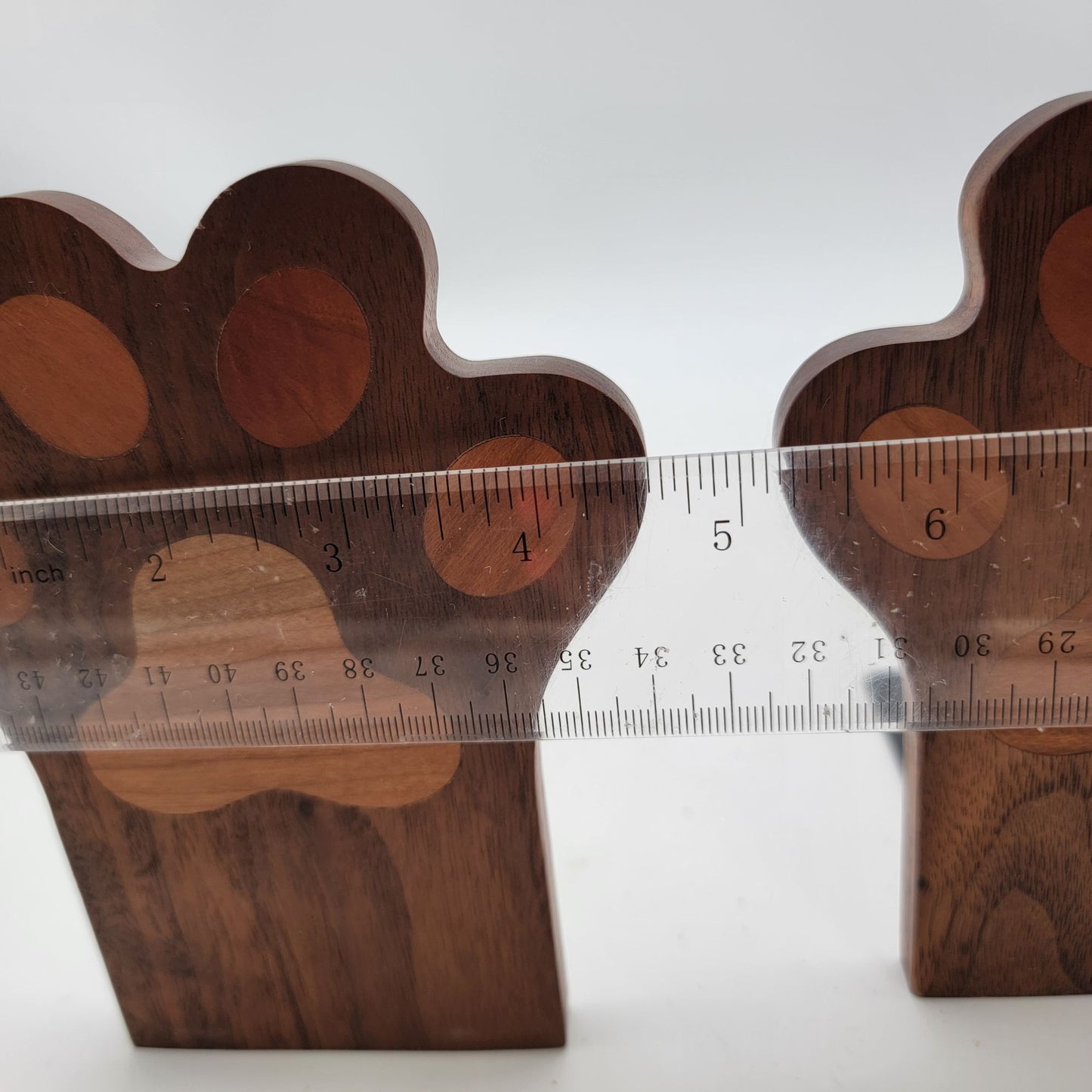 Wooden Paw Print Bookends With Metal Base
