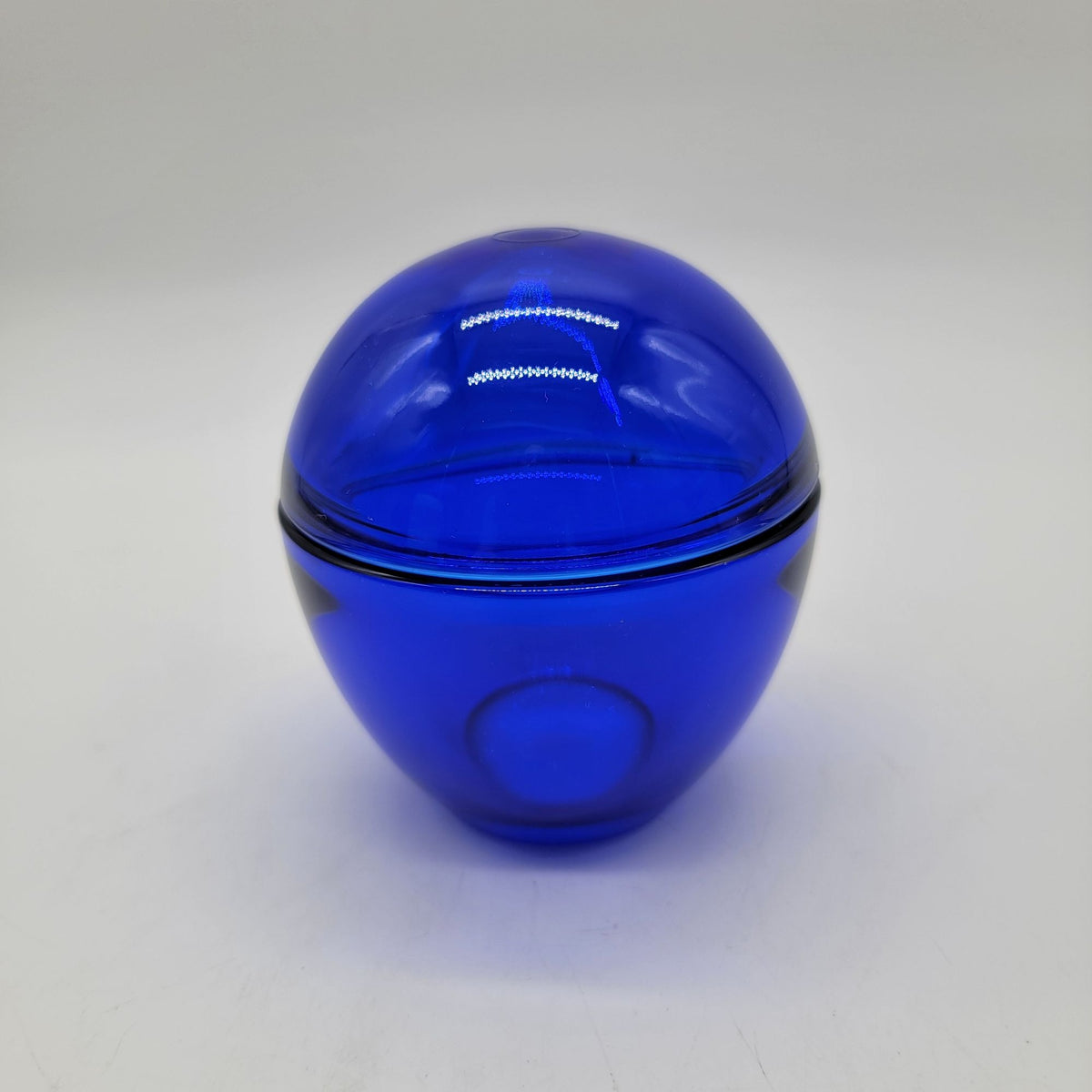 Indigo Blue Convex Cover Glass Egg Dome Lidded Jar