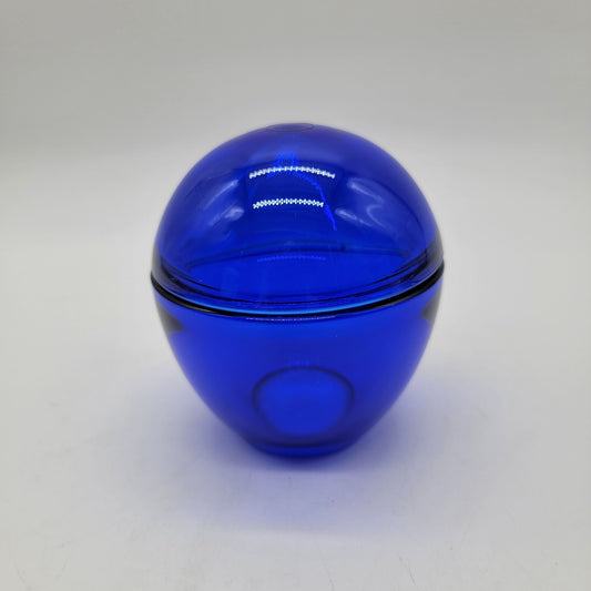 Indigo Blue Convex Cover Glass Egg Dome Lidded Jar