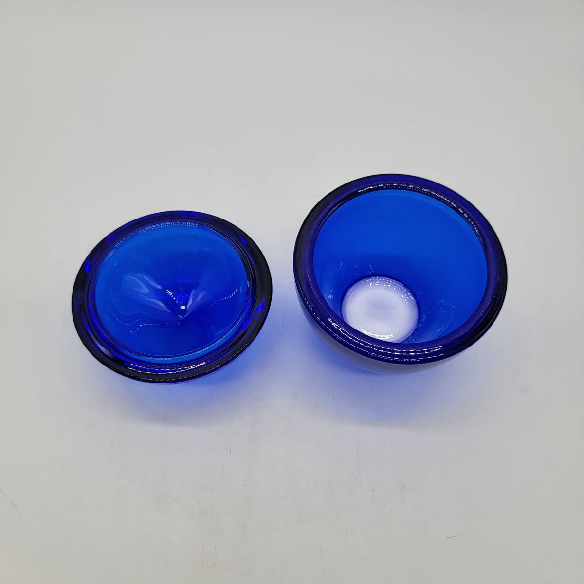 Indigo Blue Convex Cover Glass Egg Dome Lidded Jar