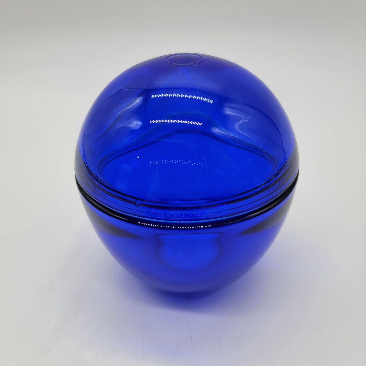 Indigo Blue Convex Cover Glass Egg Dome Lidded Jar