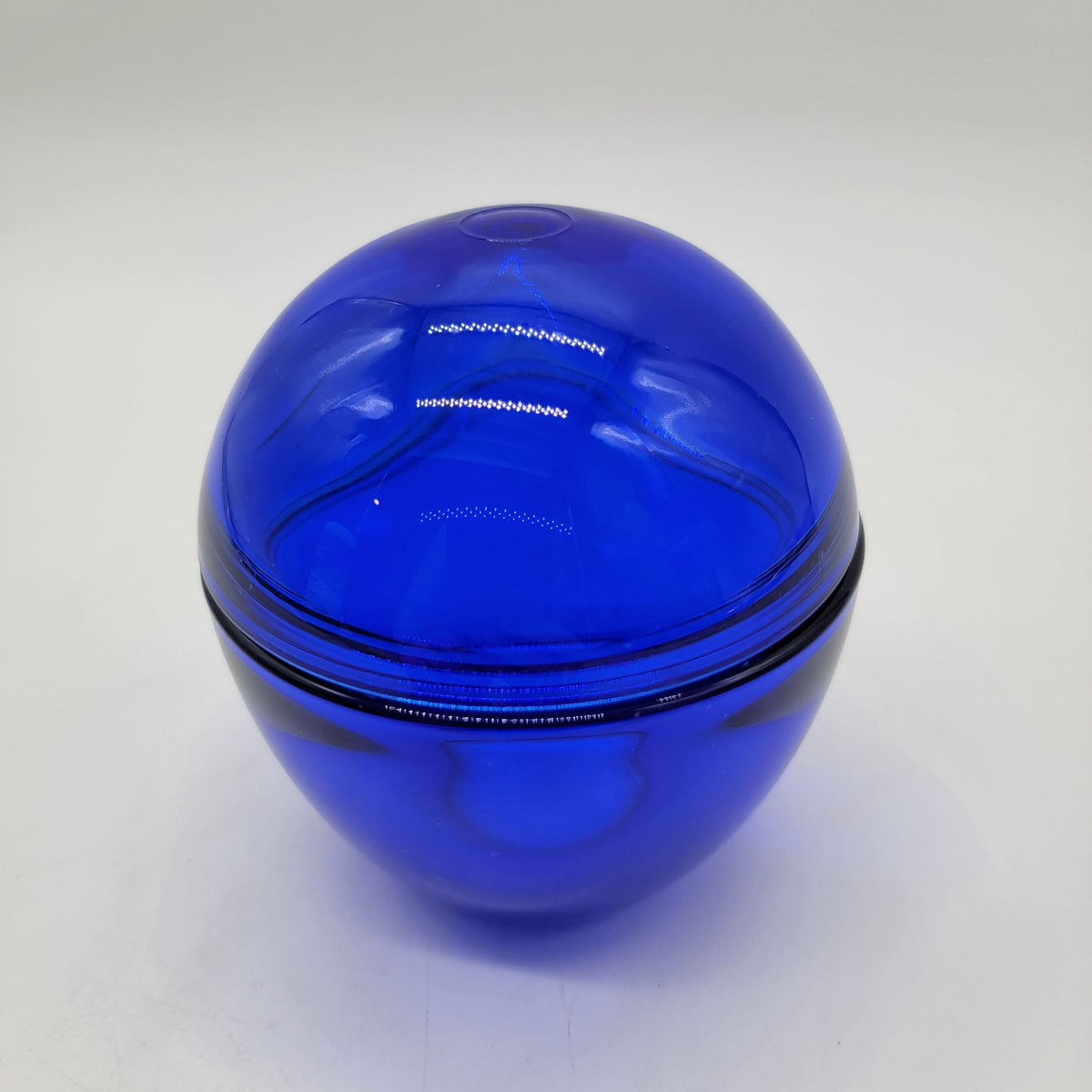 Indigo Blue Convex Cover Glass Egg Dome Lidded Jar
