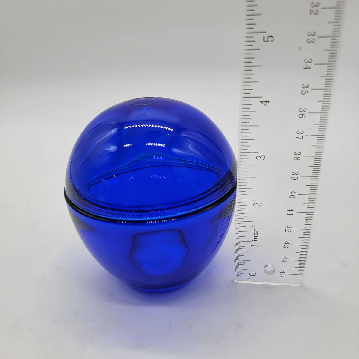 Indigo Blue Convex Cover Glass Egg Dome Lidded Jar