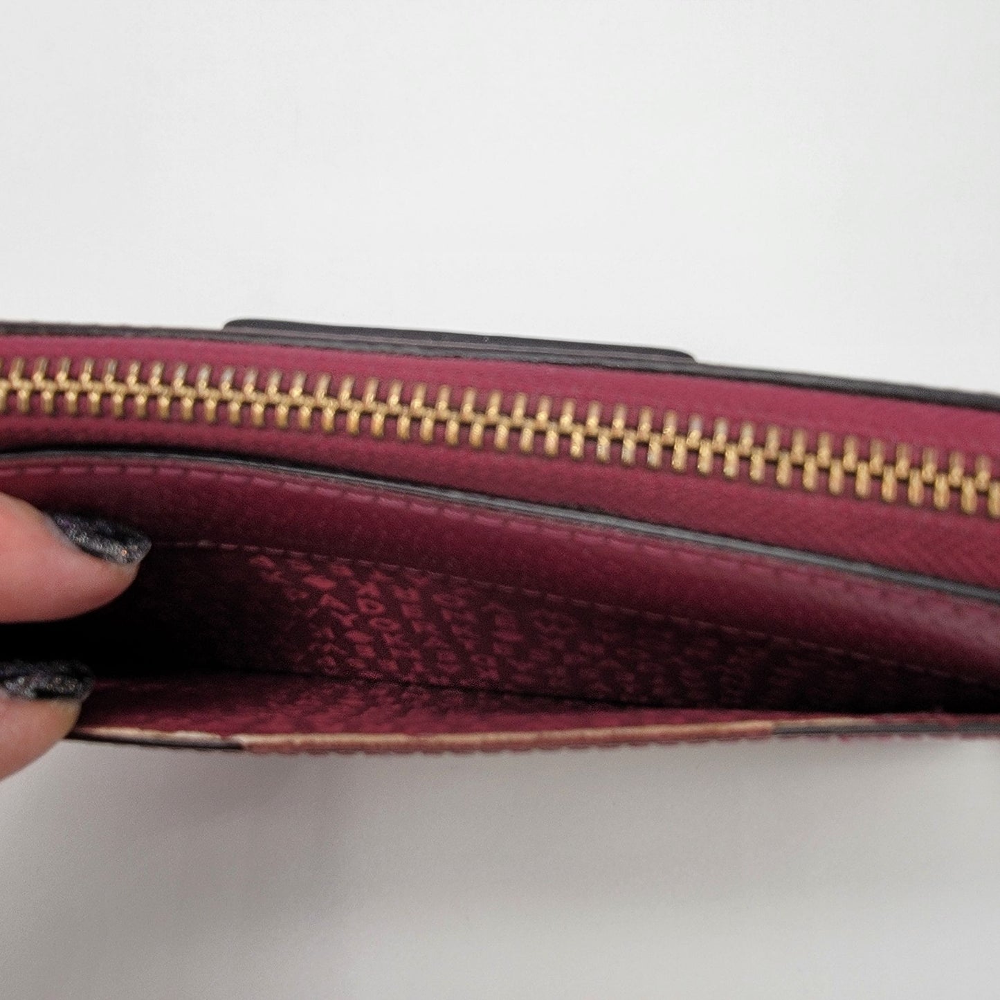 Kate Spade New York Burgundy Pebbled Leather Neda Zip-Around Wallet