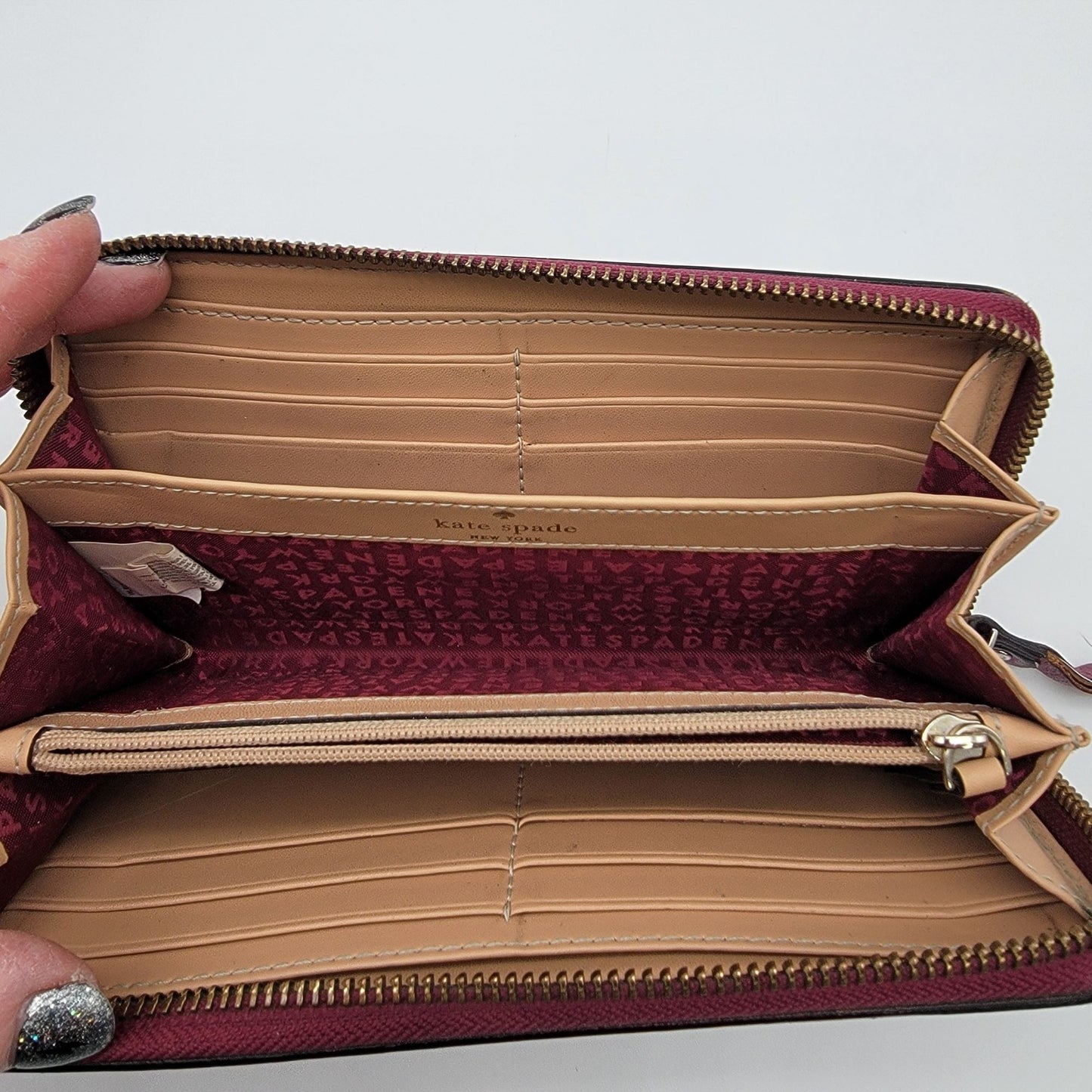 Kate Spade New York Burgundy Pebbled Leather Neda Zip-Around Wallet