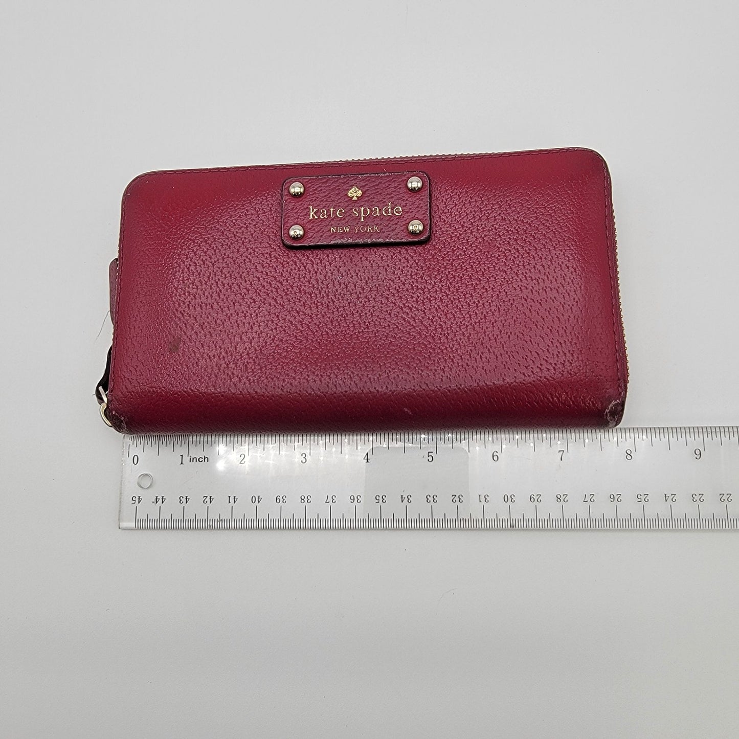 Kate Spade New York Burgundy Pebbled Leather Neda Zip-Around Wallet
