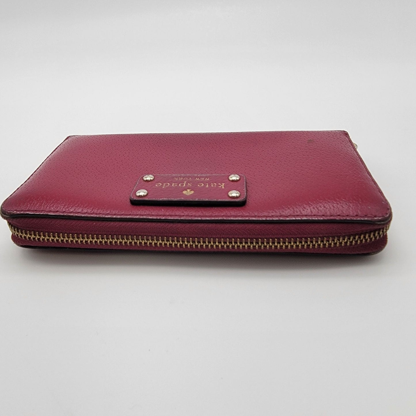 Kate Spade New York Burgundy Pebbled Leather Neda Zip-Around Wallet