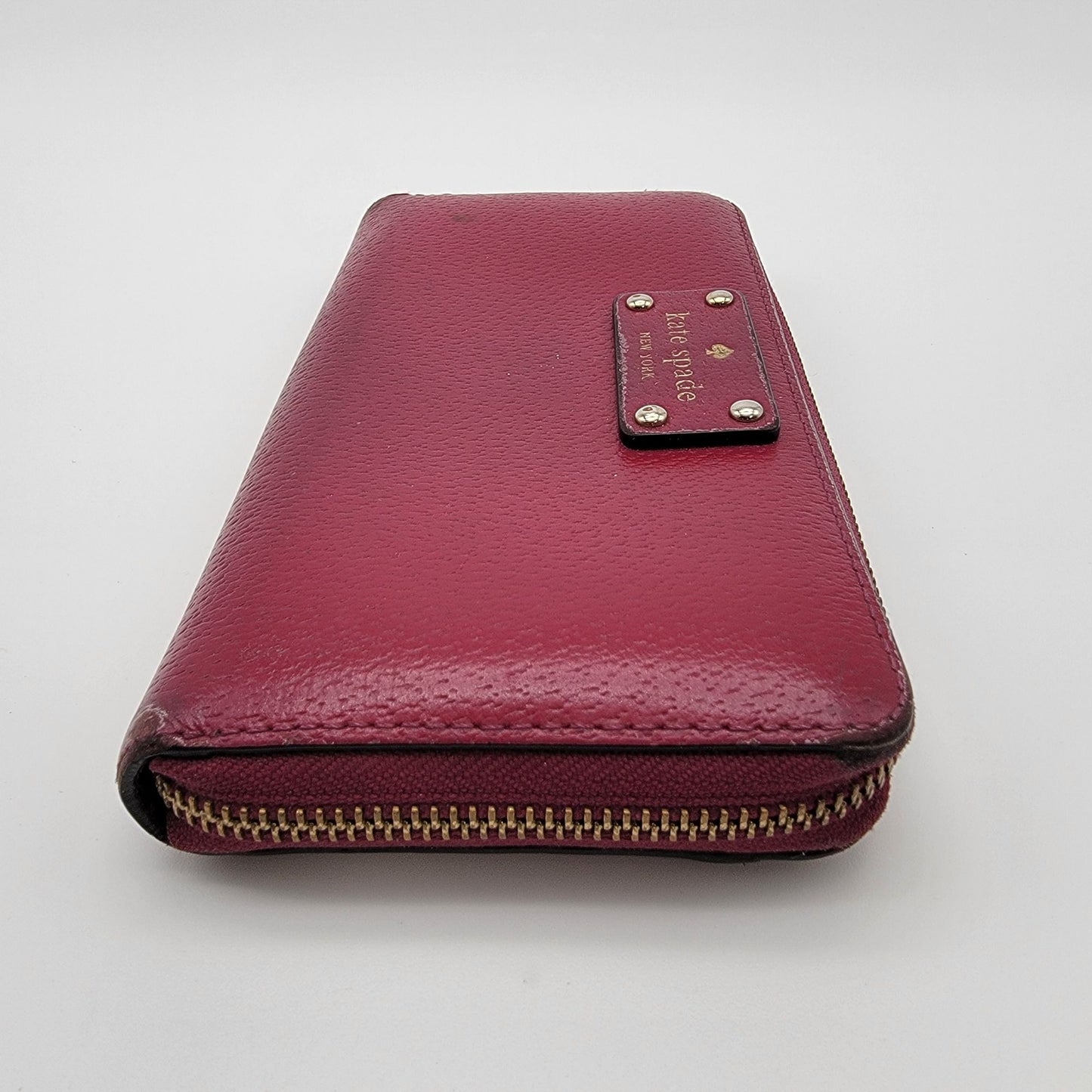 Kate Spade New York Burgundy Pebbled Leather Neda Zip-Around Wallet