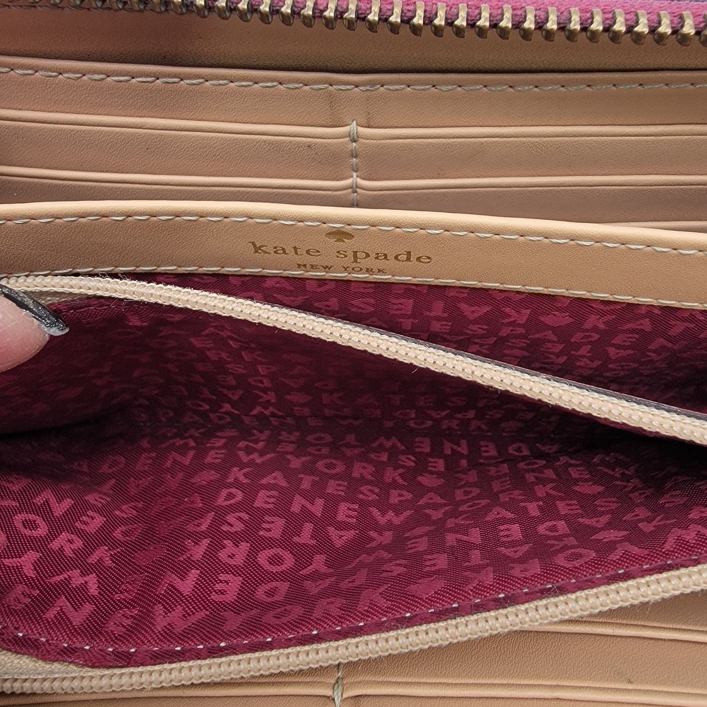 Kate Spade New York Burgundy Pebbled Leather Neda Zip-Around Wallet