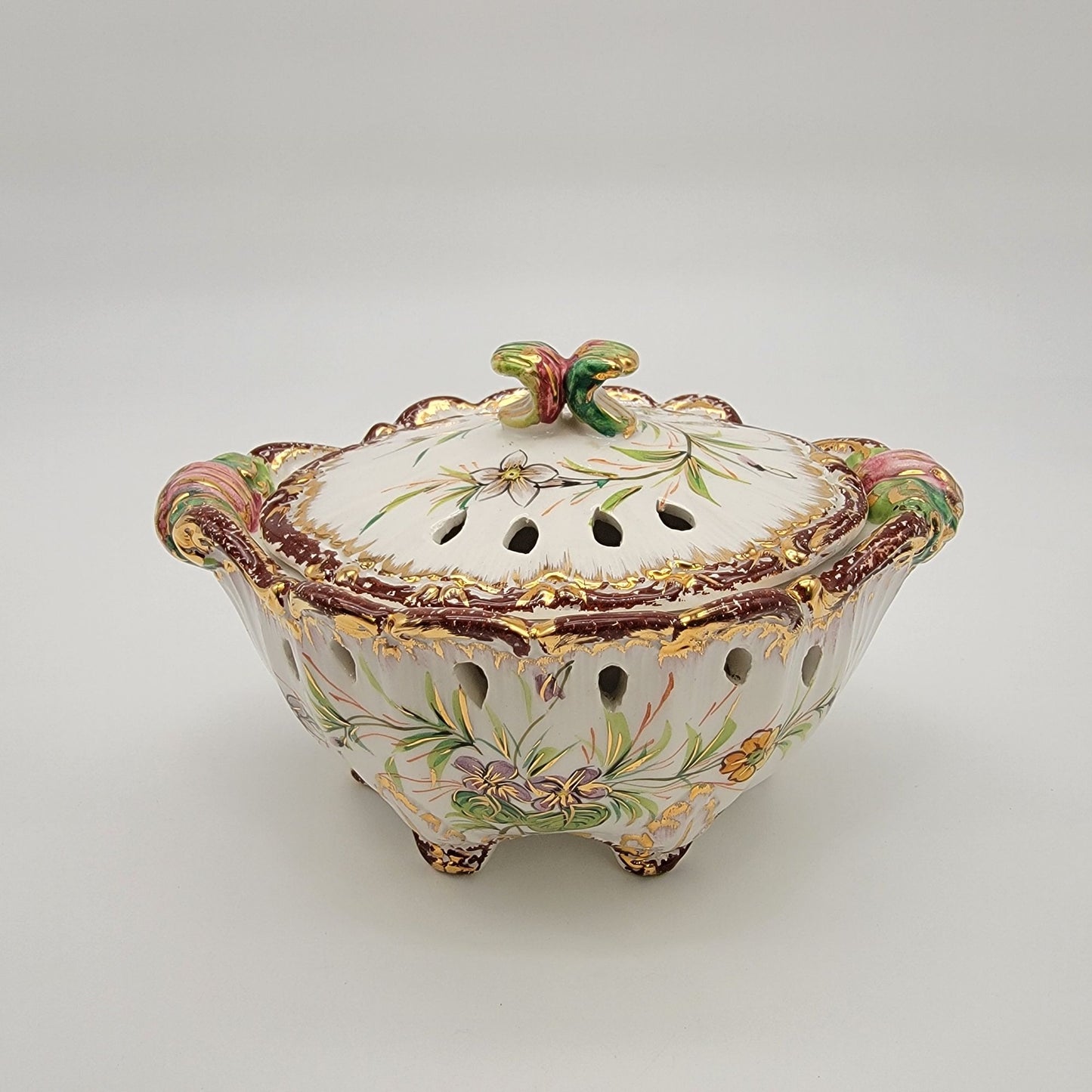 Vintage 1930s ZSZ Nove Italy Porcelain Potpourri Dish With Lid