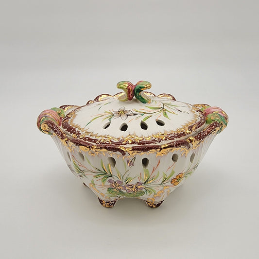 Vintage 1930s ZSZ Nove Italy Porcelain Potpourri Dish With Lid