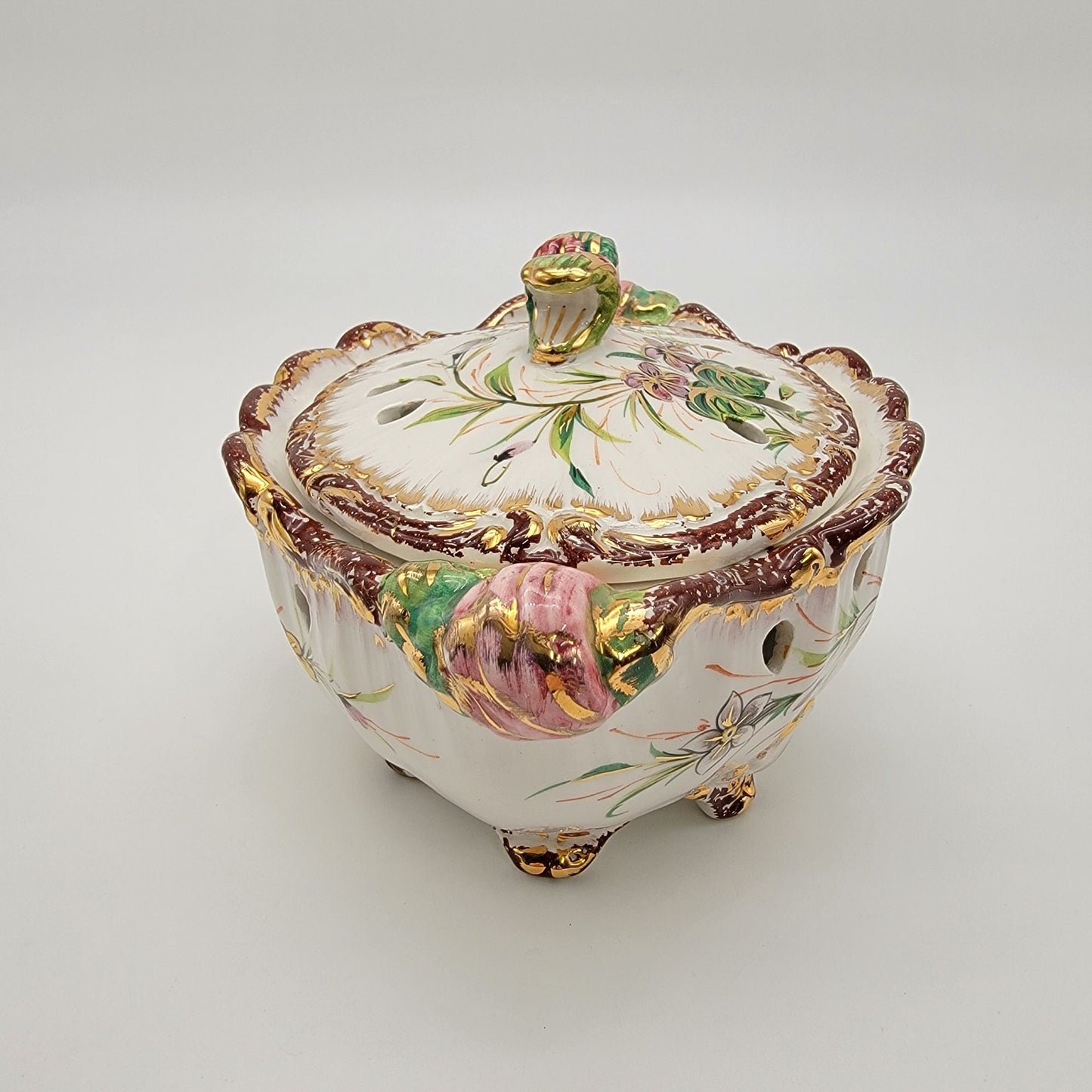 Vintage 1930s ZSZ Nove Italy Porcelain Potpourri Dish With Lid