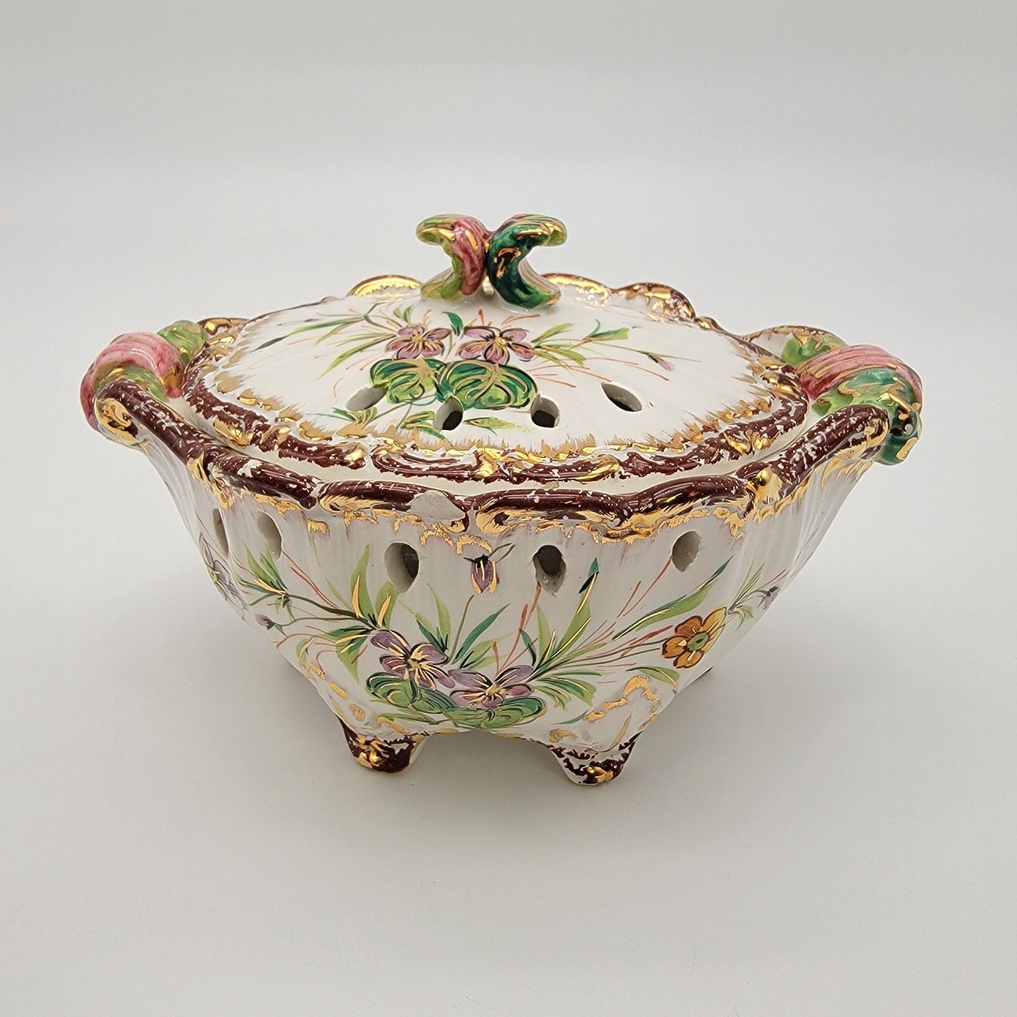 Vintage 1930s ZSZ Nove Italy Porcelain Potpourri Dish With Lid