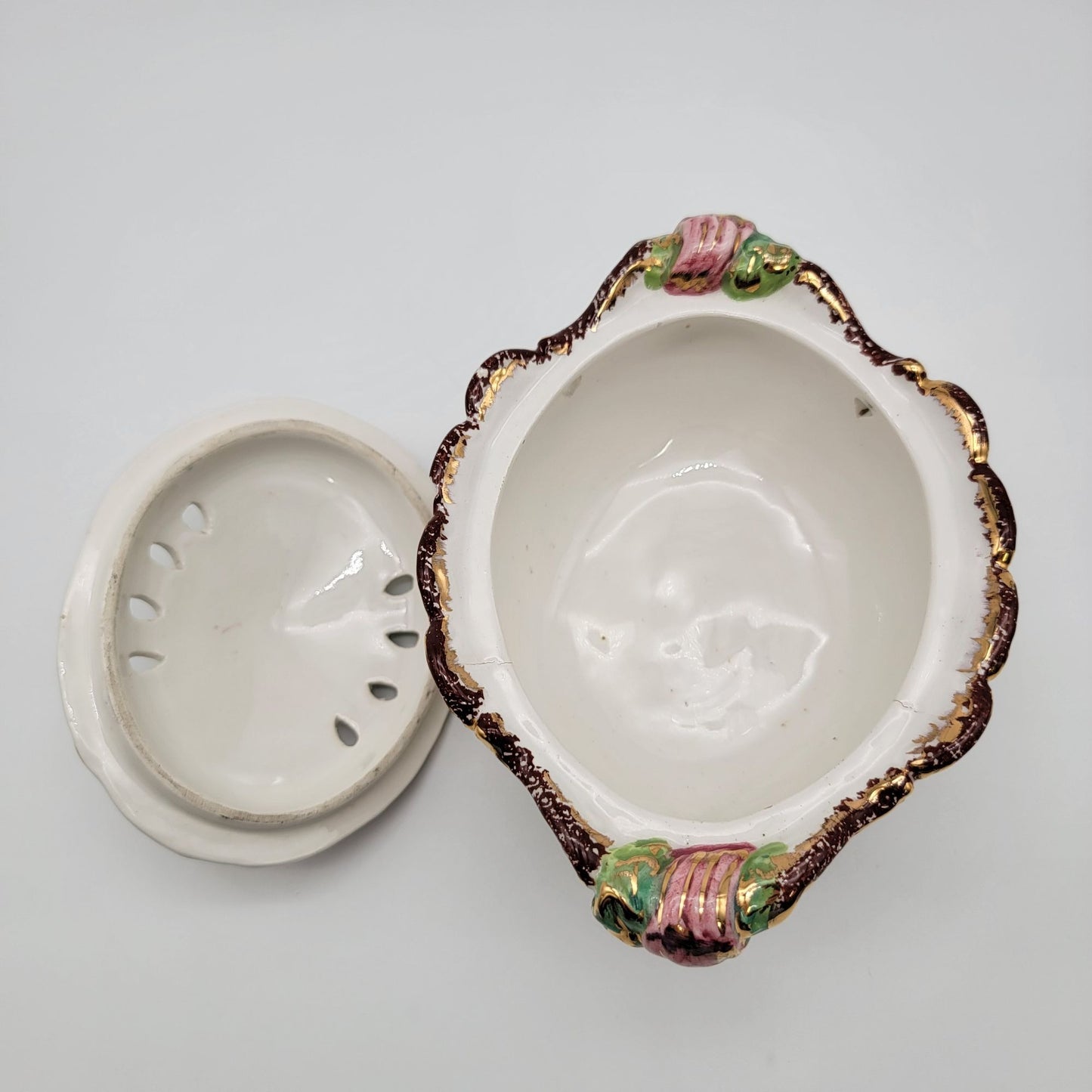 Vintage 1930s ZSZ Nove Italy Porcelain Potpourri Dish With Lid