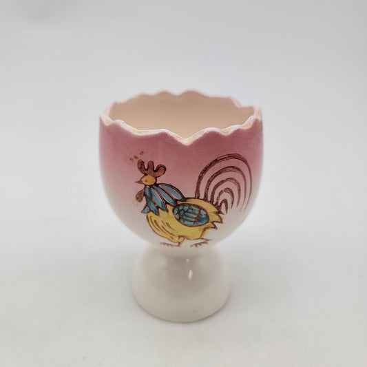 Vintage Japanese Rooster Hen Egg Cup Pink