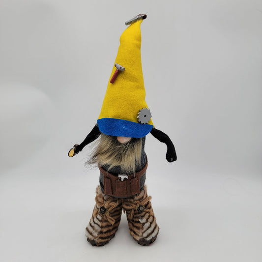 Handyman Gnome With Yellow Hat & Faux Fur Boots