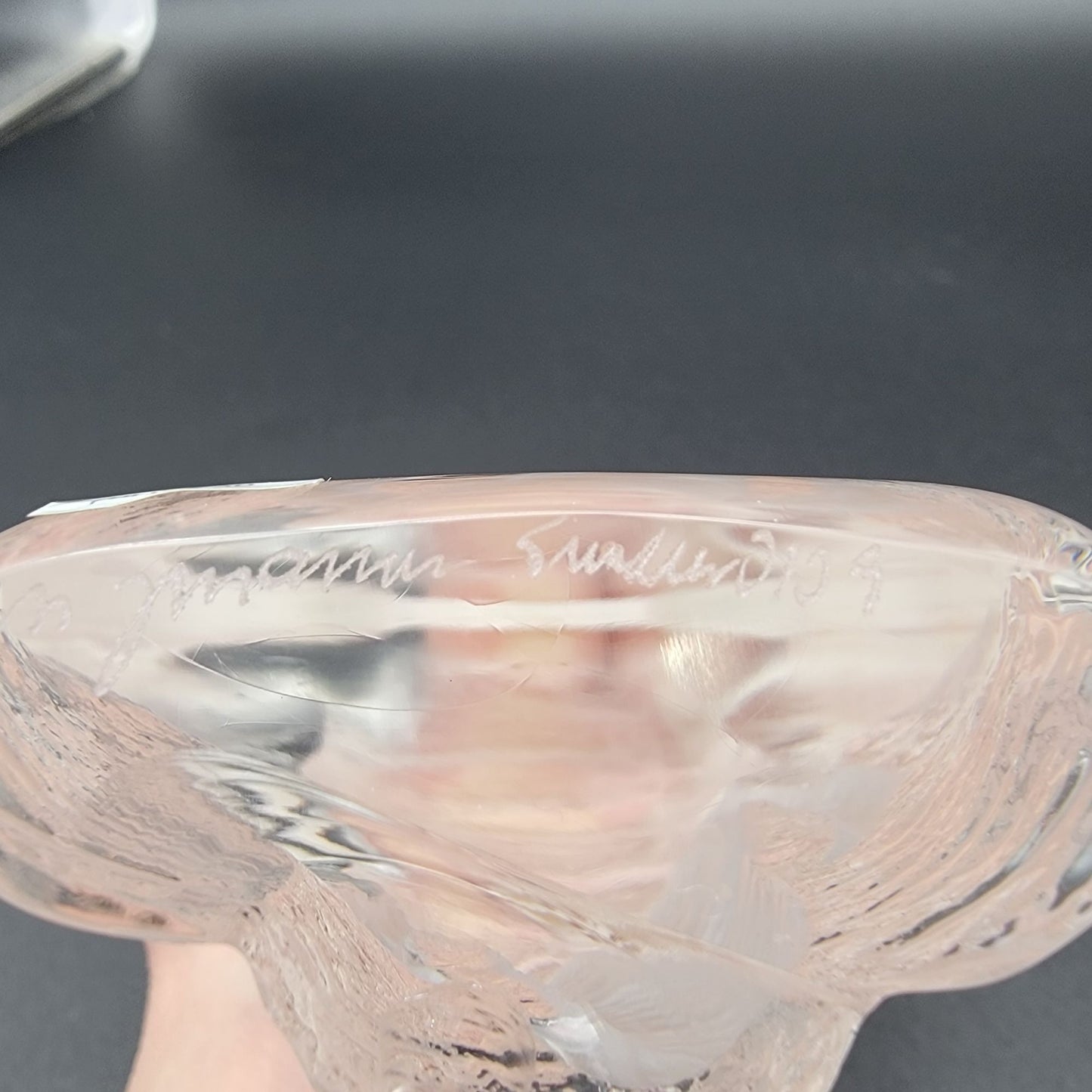 Mats Jonasson Crystal Elephant Paperweight Signed M Jonasson Sweden 0109