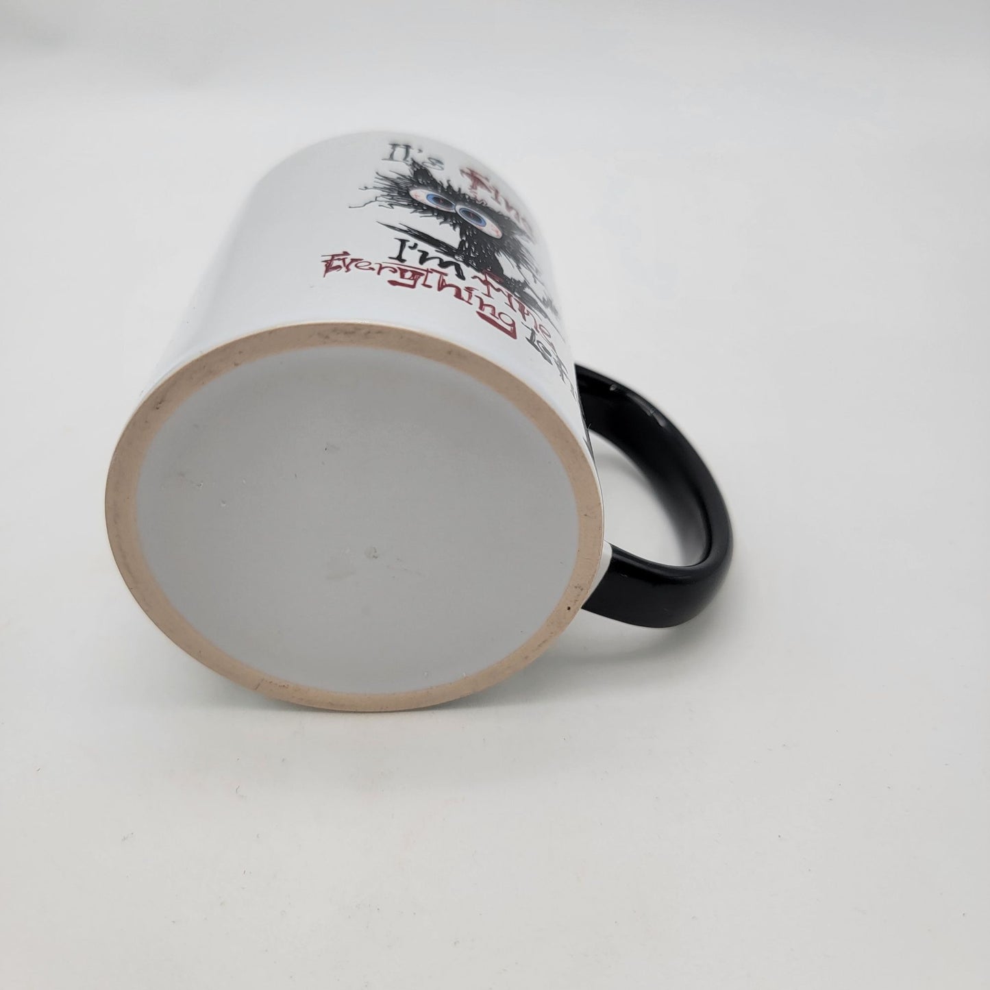 "Its Fine" Funny Cat Mug With Black Handle & Interior