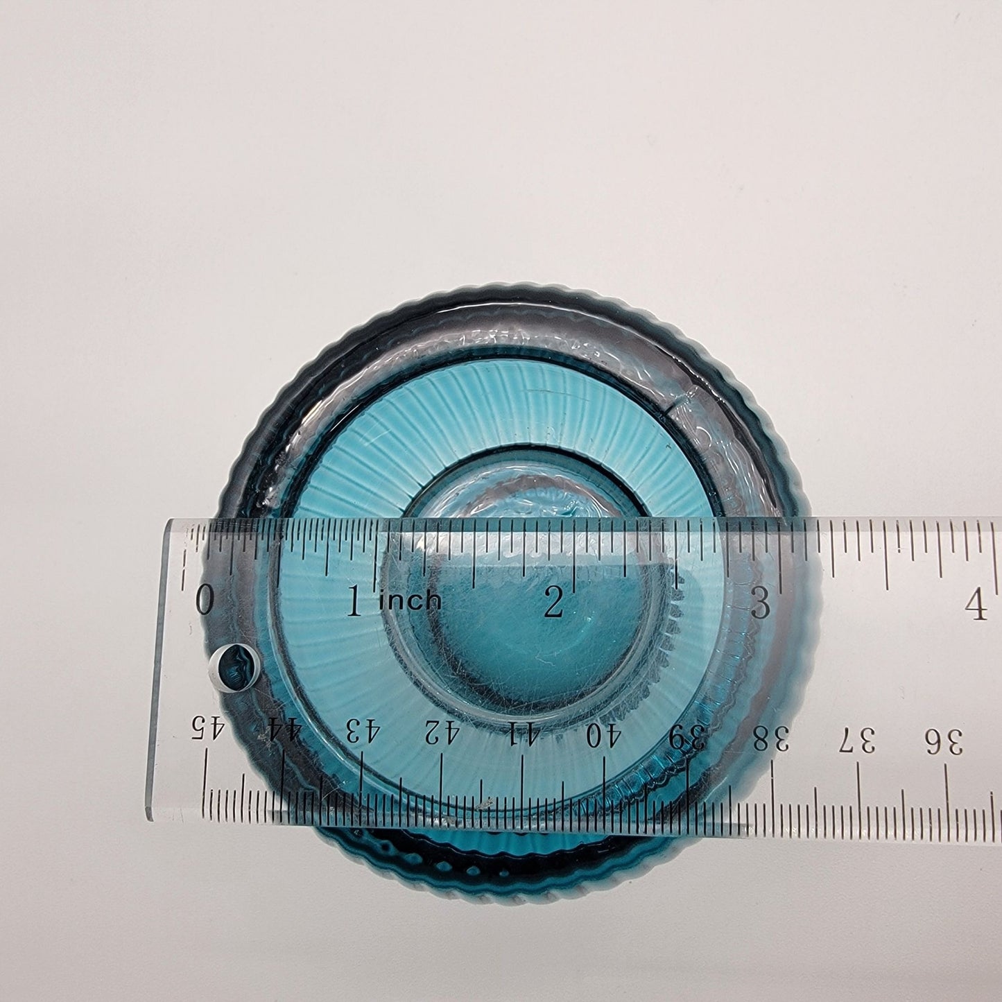 Vintage Teal Ribbed Glass Candle Holders - Reversible Votive Candlestick Set