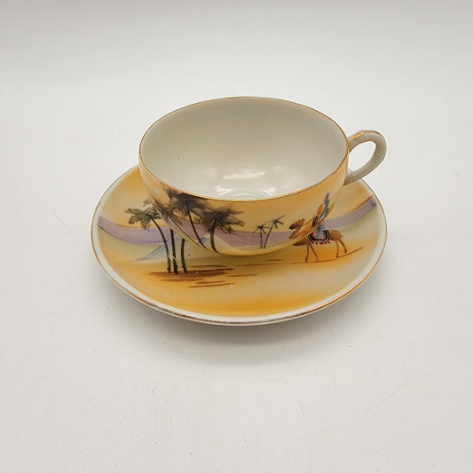 Antique Camel Scene S&K Nippon Hand Painted Teacup & Saucer