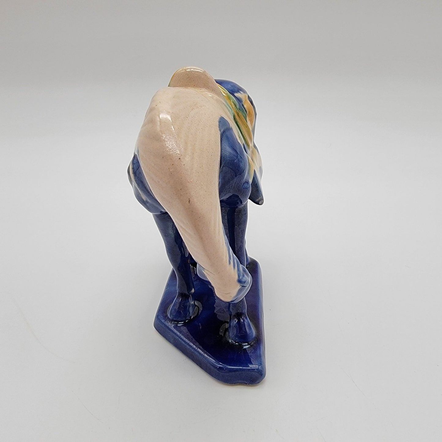 Vintage Blue Tang Dynasty Repro Sancai Glaze Pottery War Horse