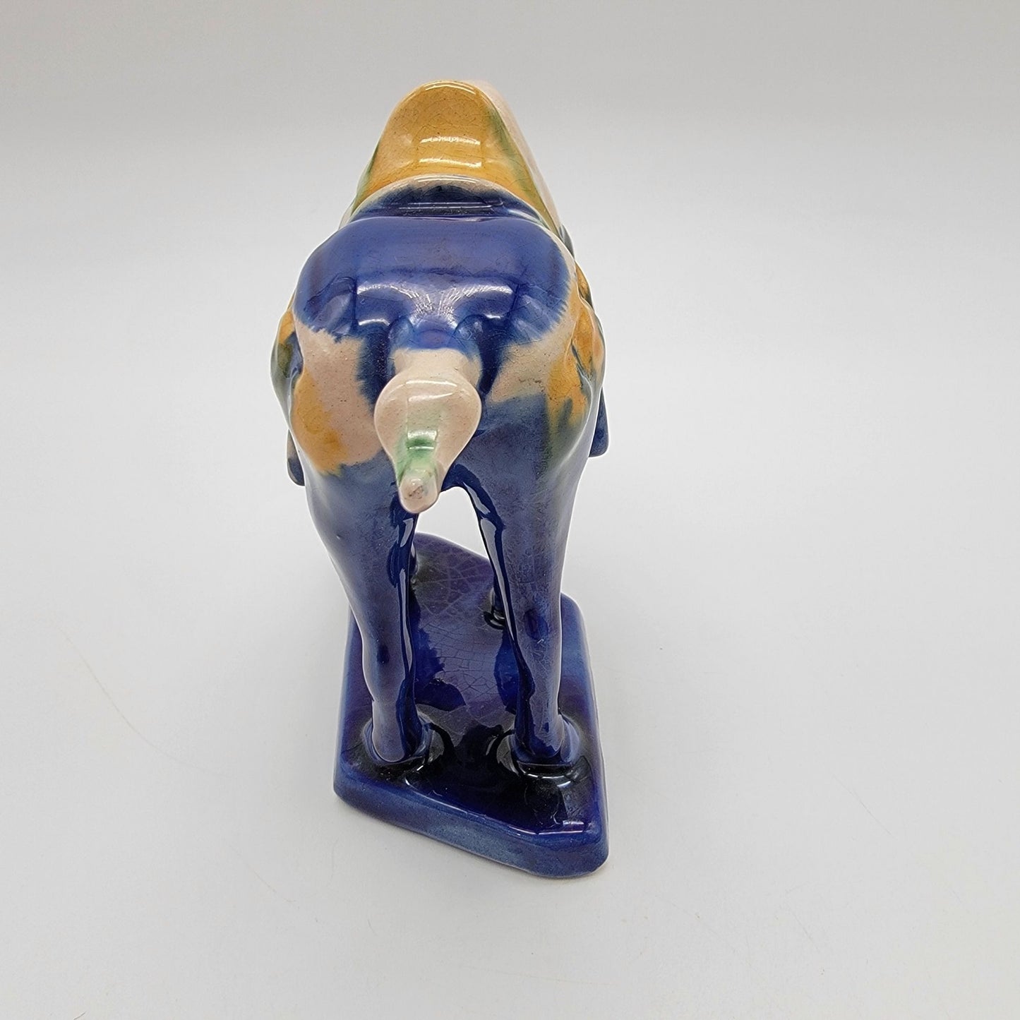 Vintage Blue Tang Dynasty Repro Sancai Glaze Pottery War Horse