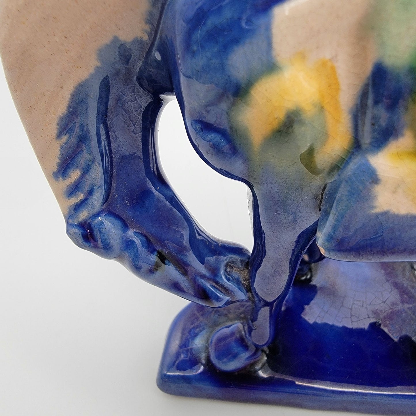 Vintage Blue Tang Dynasty Repro Sancai Glaze Pottery War Horse