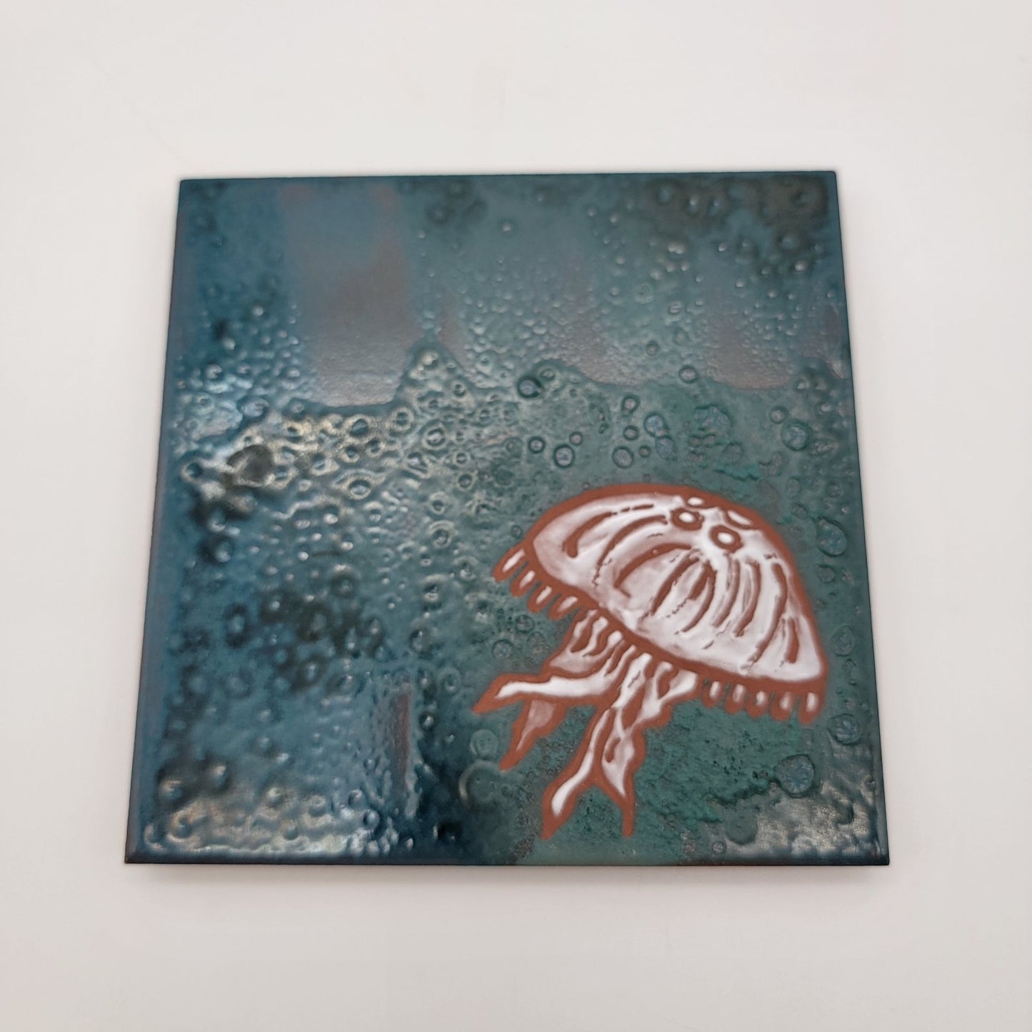 Signed Jellyfish Pottery Tile Trivet Casalgrande Italy