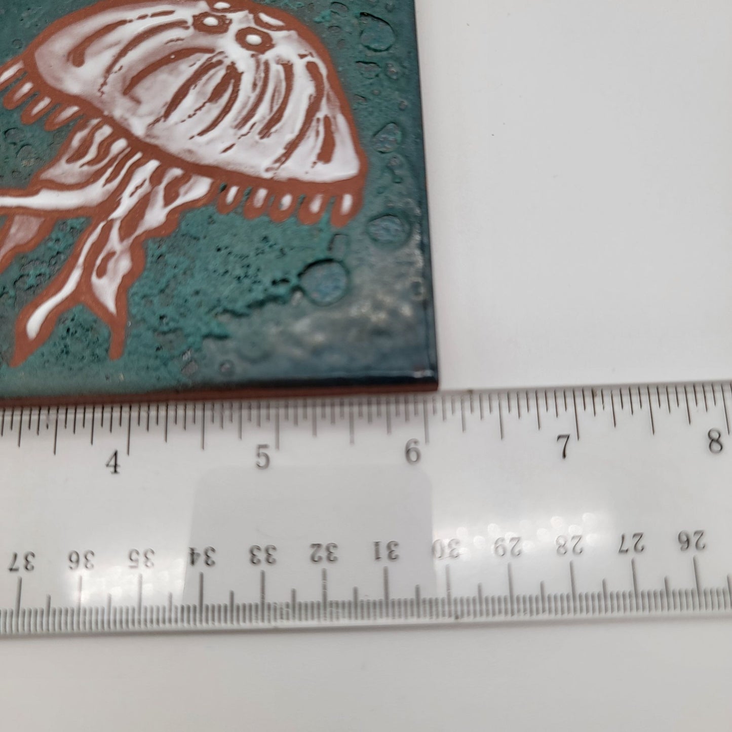 Signed Jellyfish Pottery Tile Trivet Casalgrande Italy
