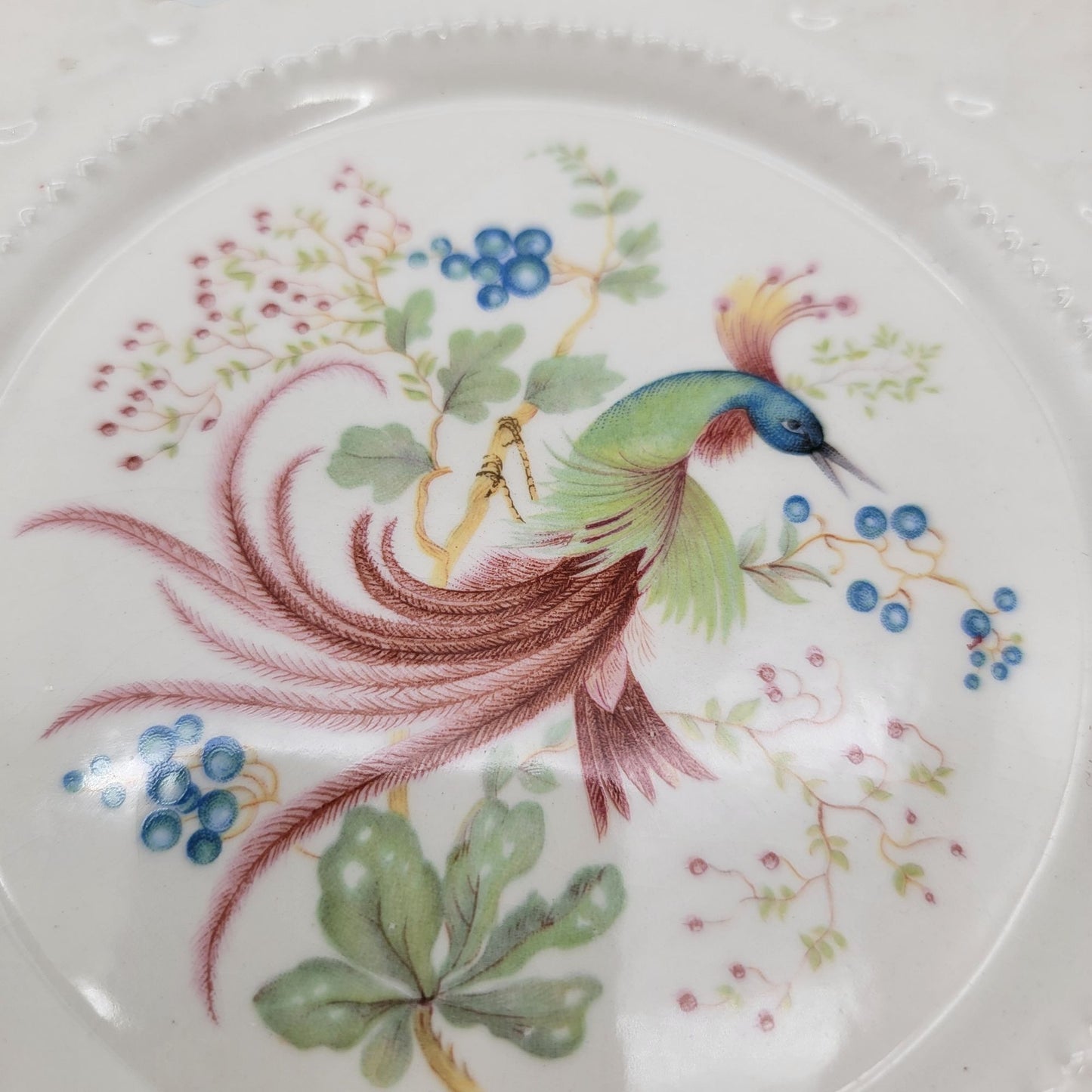 Vintage Reticulated Plate With Bird & Floral Design