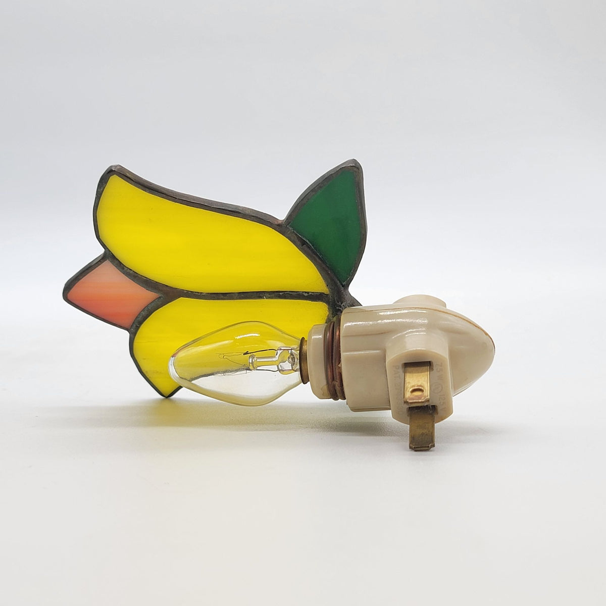 Stained Glass Tulip Plug-In Night Light Yellow & Green