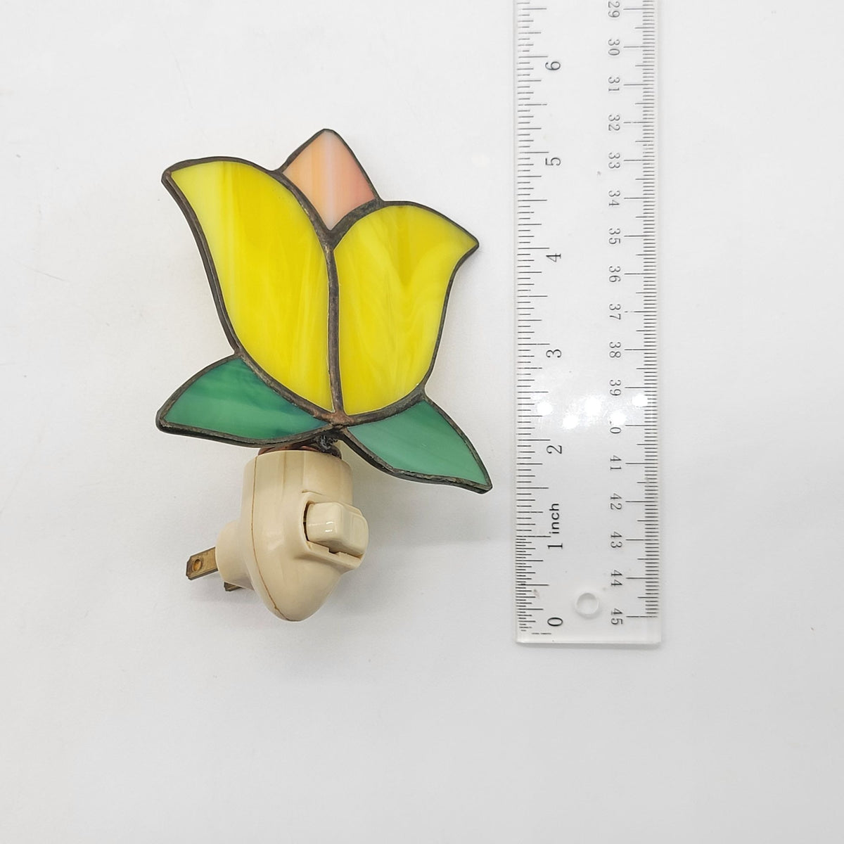 Stained Glass Tulip Plug-In Night Light Yellow & Green